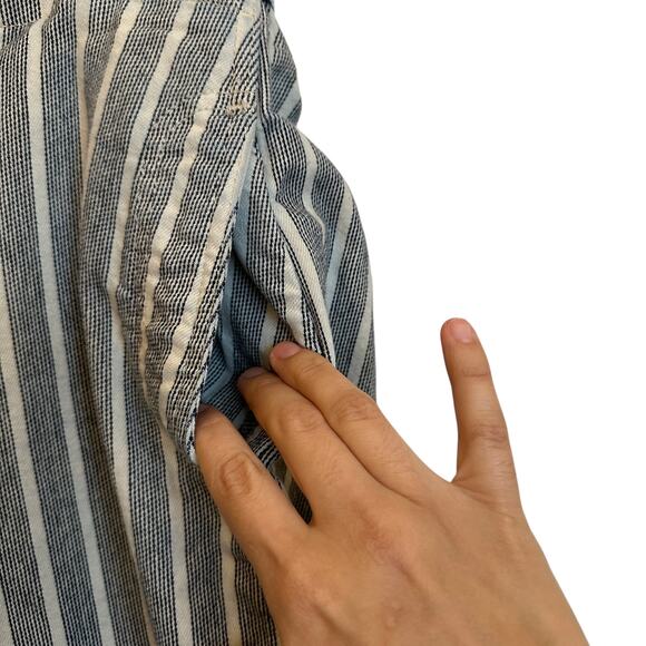 Pilcro Pinstripe Cropped Wide Leg Jeans Railroad Stripe Culotte Utility Pants 18 - Picture 5 of 11